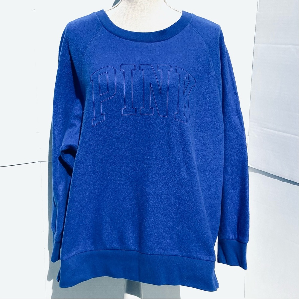 PINK Victoria's Secret Bold Blue Crew Neck Sweatshirt  Size Large